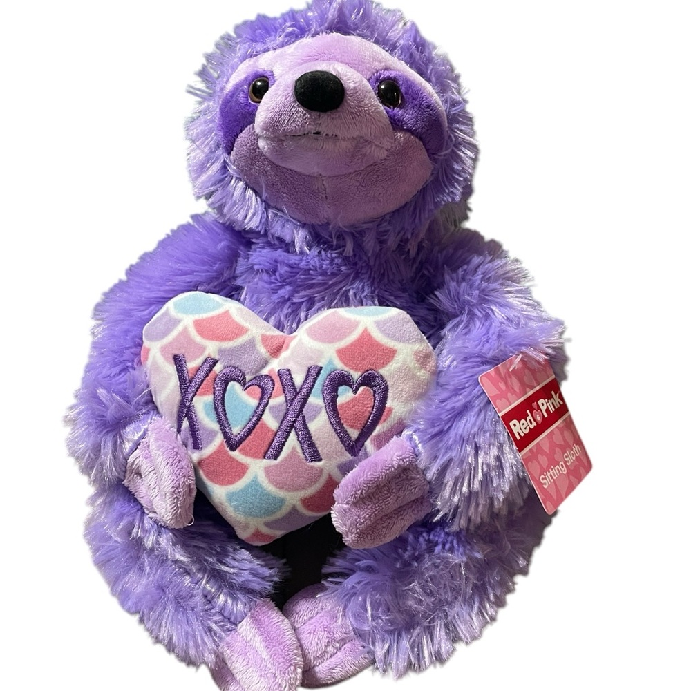Dan Dee Purple Sloth Plush Toy with “XOXO” Heart 14 inches NWT